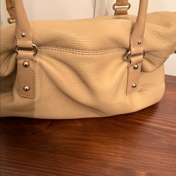 Kate Spade New York Soft Pebbled Leather Satchel – Beige Zip-Top Shoulder Bag - Picture 9 of 11